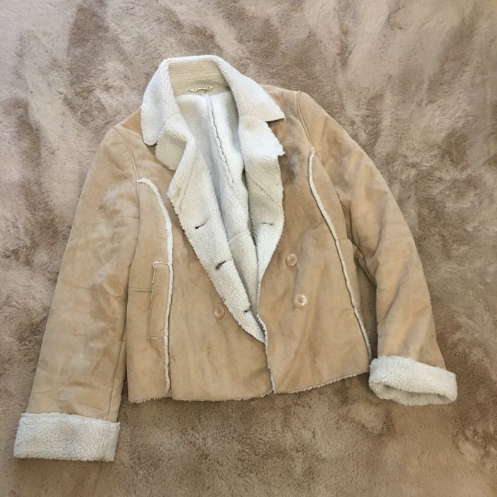 Kożuch rozmiar 48 kożuszek beżowy z misiem miś XXL okazja