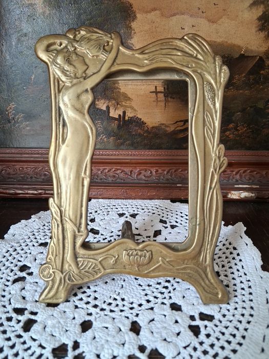 Secesyjna Mosiężna Ramka na zdjęcie