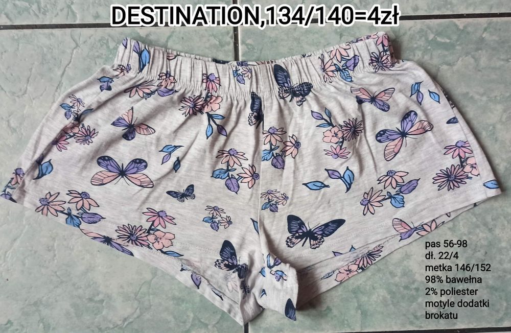 Spodenki dziewczęce do spania, motyle.