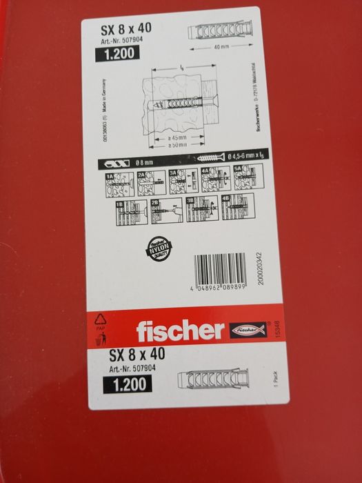 Caixa Buchas de fixacao marca fischer,1200 × 720 unidades