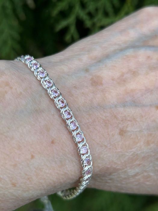 Футляр в подарок! Серебряные браслеты Арабка с цирконием,  серебро 925