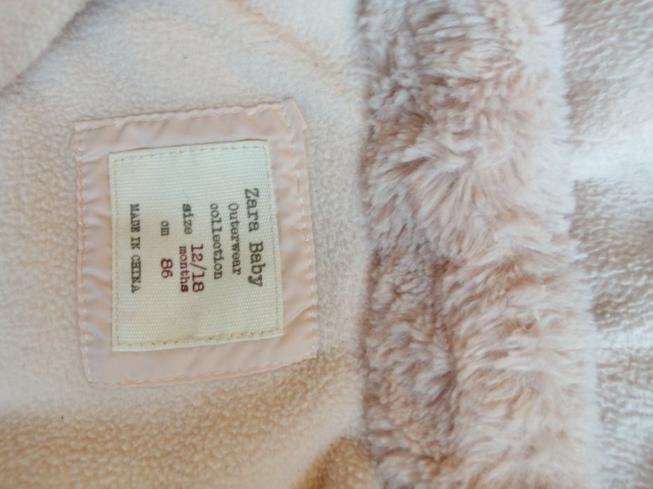 kurtka dziewczęca pudrowy róż ZARA r 86 12/18m