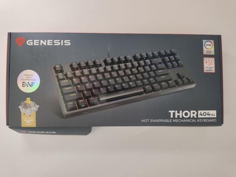 Klawiatura Genesis Thor 404 TKL Gateron Yellow PRO czarna