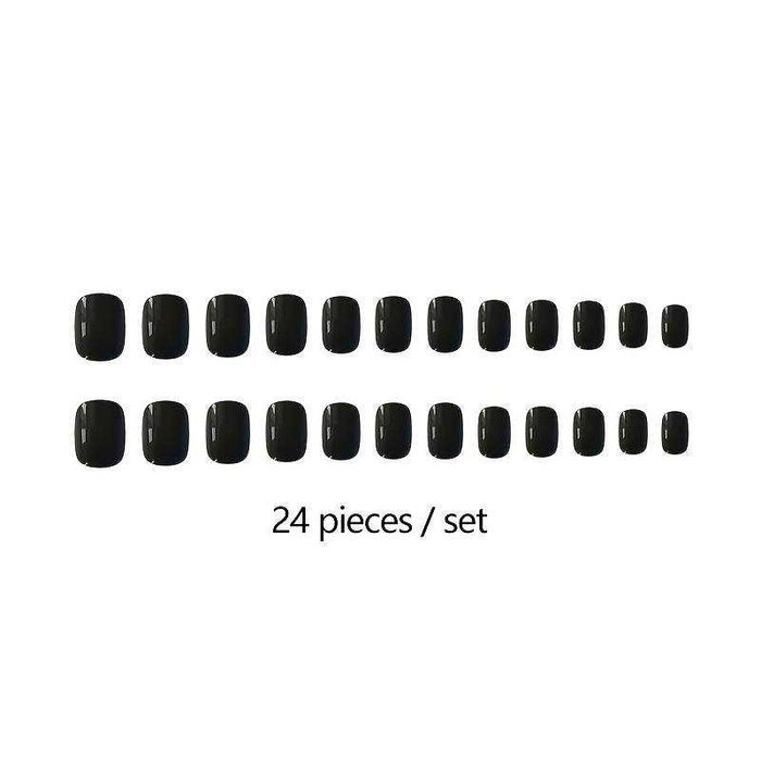 ⊛ Entrega Gratis 24H ~ 24 Pcs Unhas Falsas Pretas e com adesivos .