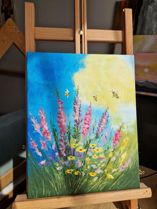 Ręcznie malowany obraz na płótnie wielkości 24x30 cm, farby akrylowe