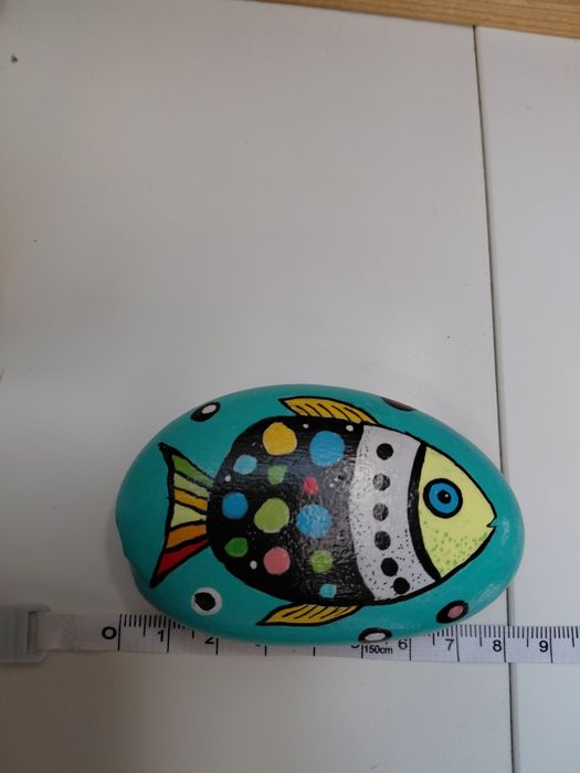 Ryba, malowany kamień, Handmade, prezent, ozdoba