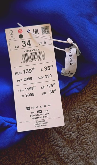 niebieska sukienka asymetryczna