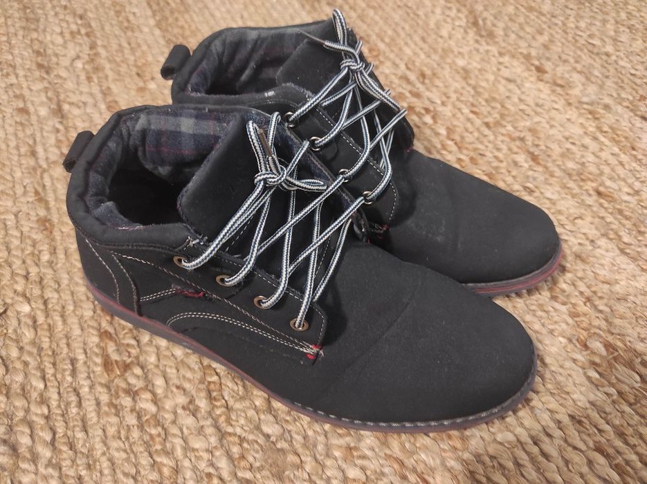 Buty zimowe zamszowe Gino Lanetti rozm. 44 wkładka 28cm za kostkę