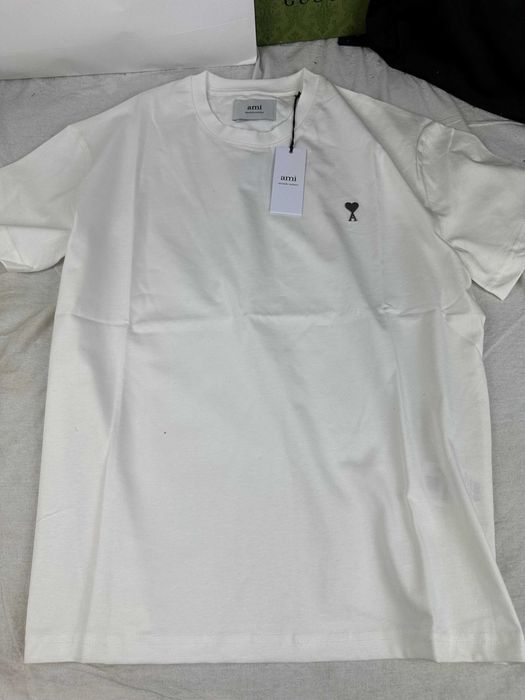 Koszulki Shirt meski Ultra Premium biała koszulka męska Ami OUTLET