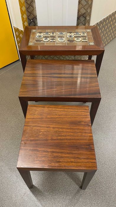 Mesa s apoio Severin Hansen para Haslev Dinamarquesa Pau Santo Azulejo