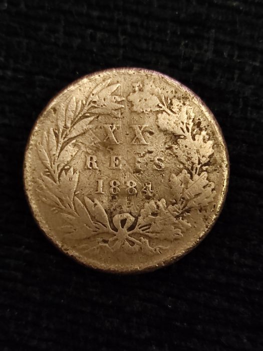 Moeda antiga de XX Reis de 1884