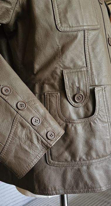 Leather Jacket Vintage y2k  military nude Brown grunge blezer swag 00s