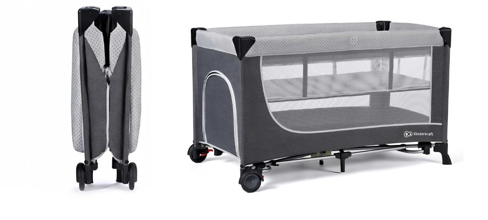 Łóżeczko turystyczne Kinderkraft Leody szare 60x120