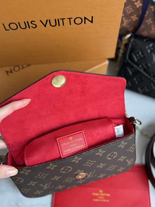 Сумка женская коричневая Louis Vuitton Felicie Pochette Brown кожа