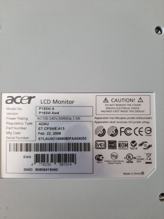 Acer p193w.стан на 5+