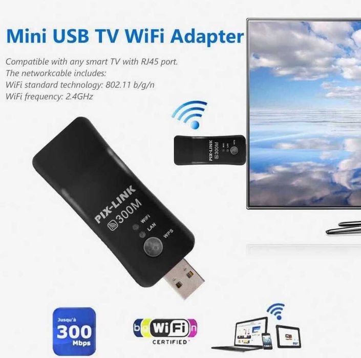 Адаптер Wi-Fi USB для всіх Smart TV, ТБ Samsung, Sony, Philips, LG