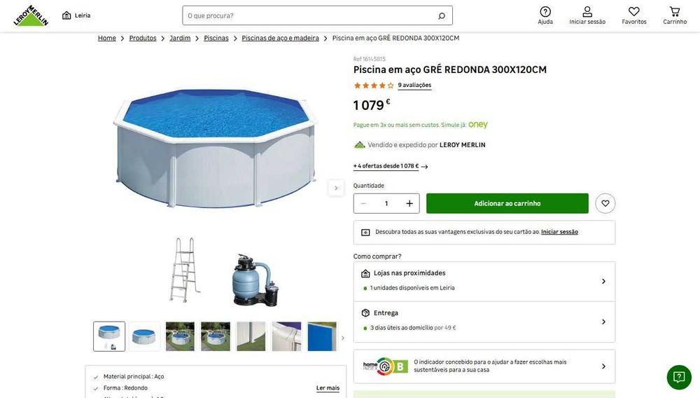 Kit completo de piscina GRE COMO NOVO 3MX1,2M em AÇO com BOMBA e FILTRO + EXTRAS