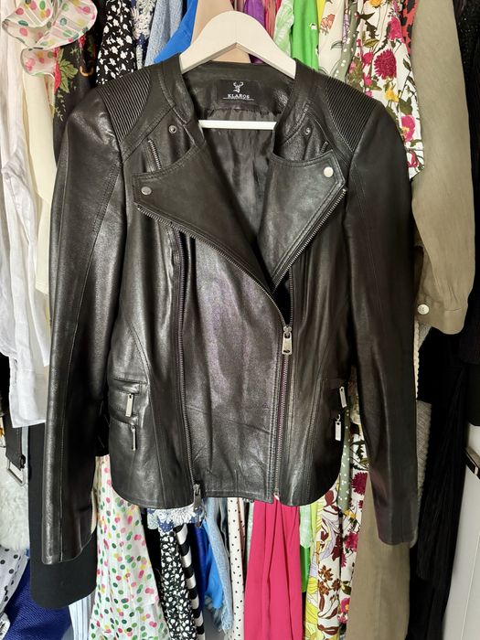 Куртка натуральна шкіра, косуха, шкірянка, кожанка, черная.