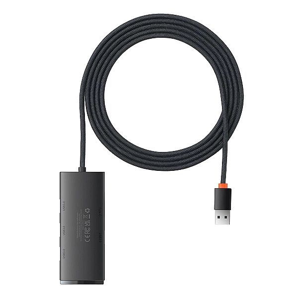 Baseus Lite Series Hub 4-Portowy (usb-a do 4xUSB-A 3.0) 2m czarny (wkq