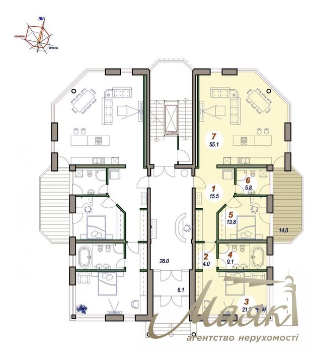 Многокомнатная квартира по адресу бульвар Дружбы Народов (площадь 128 м²) - Atlanta.ua - фото 14