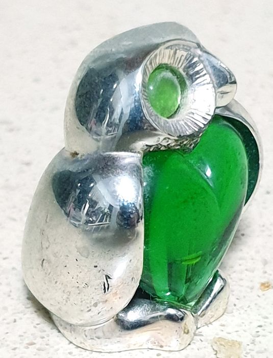 Encantadora pequena coruja em casquinha e vidro Christofle França