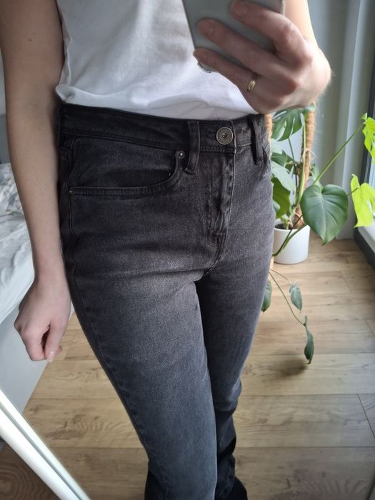 Rozmiar M, Bench grafitowe jeansy flare dzwony, spodnie jeansowe