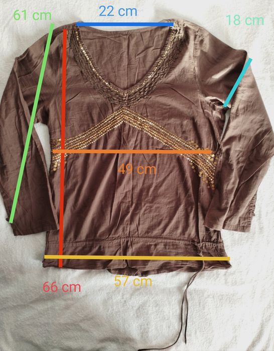 Tunika koszula z cekinami piękna brązowa boho