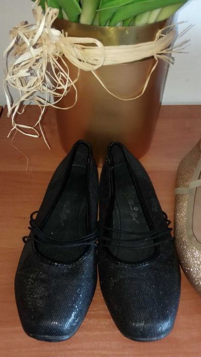 2pary balerinki brokatowe  i zlote roz 33 wkladki 21,5cm stan Bdb