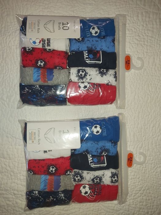 Primark majtki chłopięce 10 sztuk piłki 100% bawełna 98cm