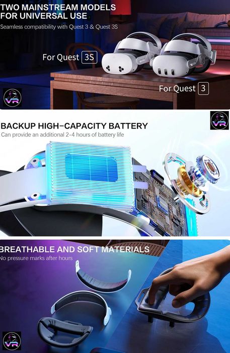 ‼️ Meta Quest 3, 3S кріплення з акумулятором 10000 mAh Halo Strap
