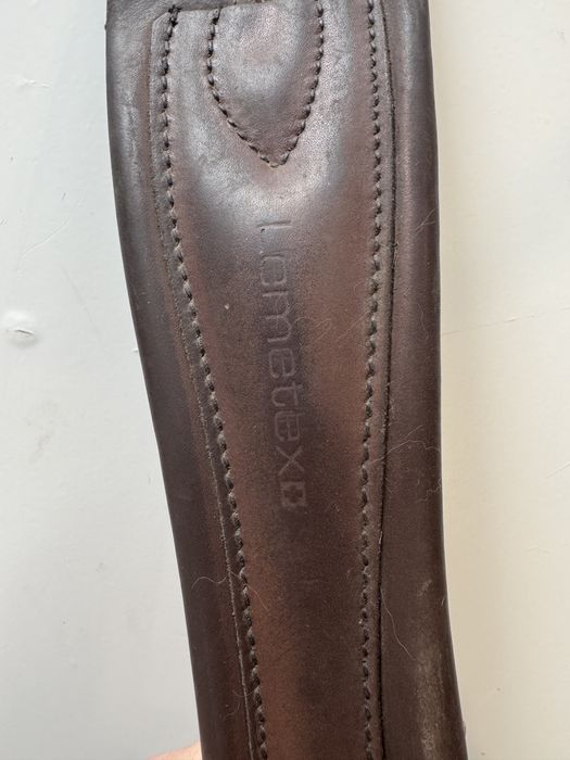 Popręg Lemetex 110 cm skórzany brąz anatomiczny