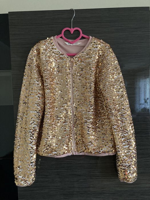 Złota kurtka bomber cekiny H&M 146/152