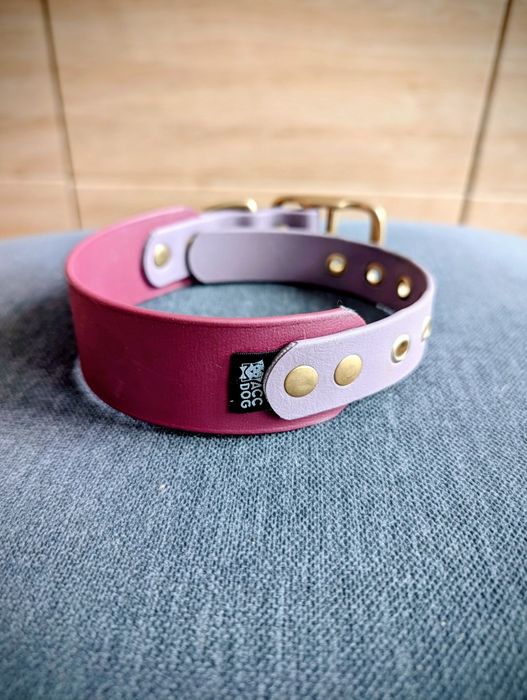 Obroża biothane fiolet bordowy, chart, whippet