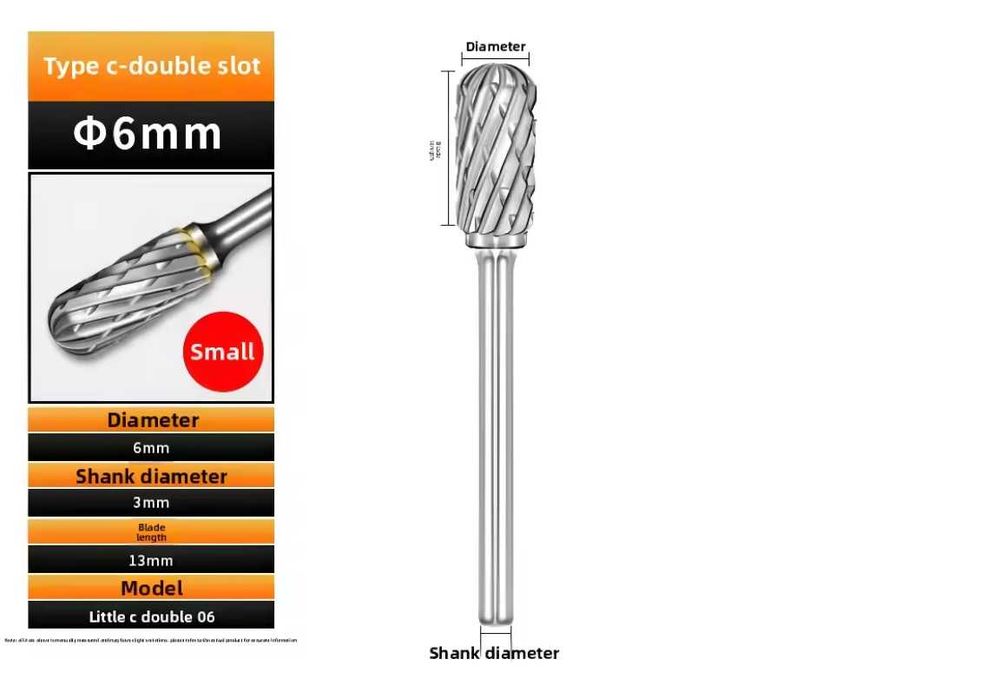 Frez rotacyjny z węglika wolframu – kulisty / Ø6 mm – trzpień 3 mm