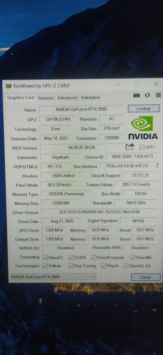 Відеокарта Gigabyte GeForce RTX 3060 VISION OC 12288MB