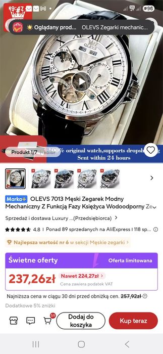 Zegarek Męski Olevs 7013