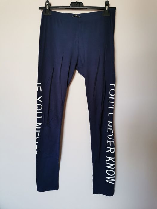 Legginsy napisy granatowe M 38 vintage retro boho terranova