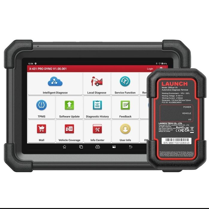 Launch X431 PRO DYNO + Kit Mala com cabos OBD1