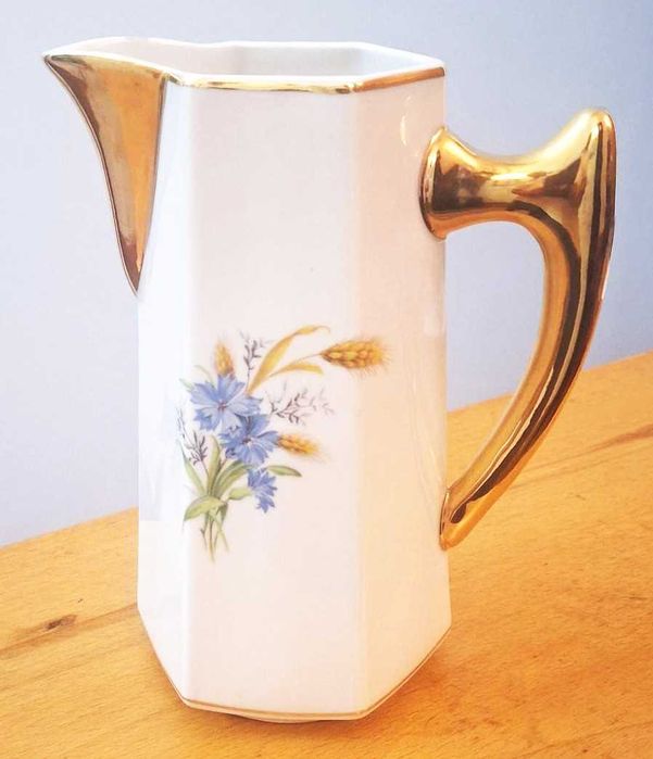 Caneca hexagonal em porcelana C.F. Viana, floral