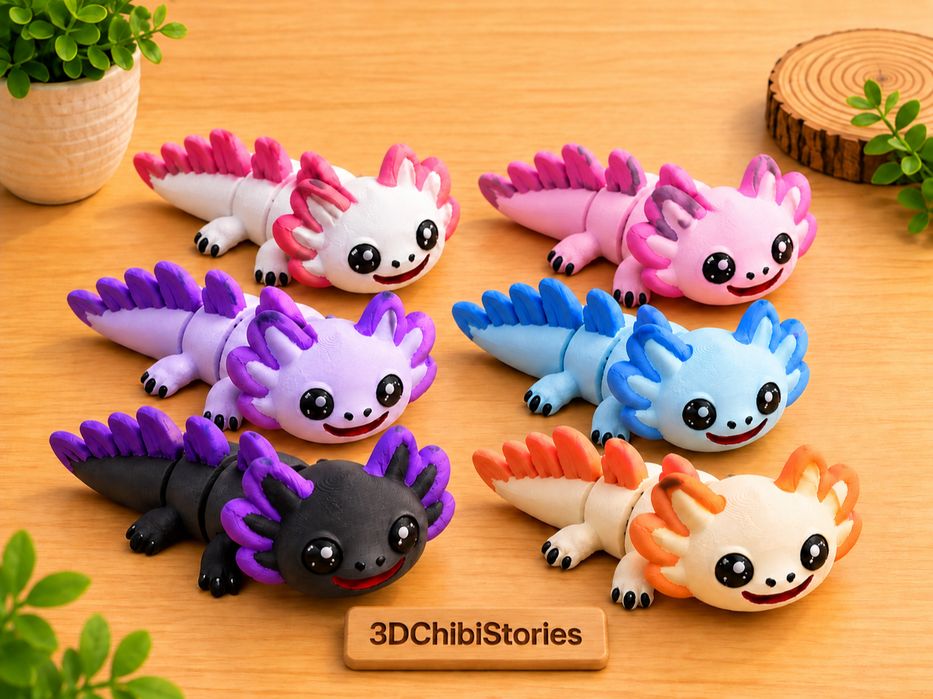 Porta-chaves axolote flexível chibi