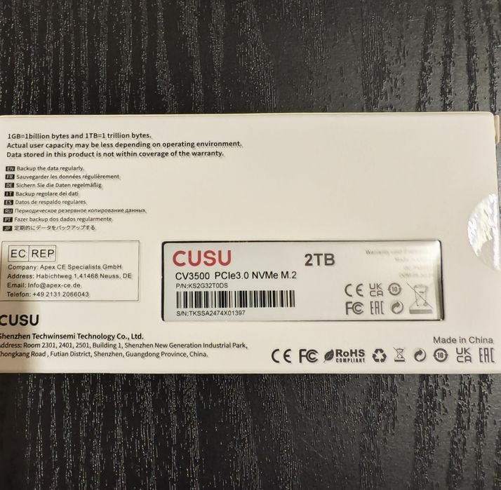 SSD накопичувач Cusu ssd cv3500 2tb nvme m2 Pcie 3.0 m2 2280
Cusu ssd
