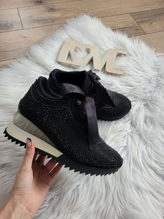 Czarne adidasy sneakersy diamenciki 37