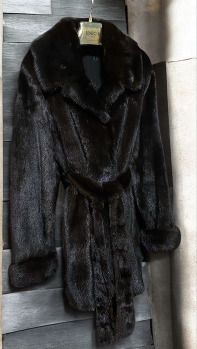 Шуба  норкова автоледі з англійським воротом 80 см р.48-50