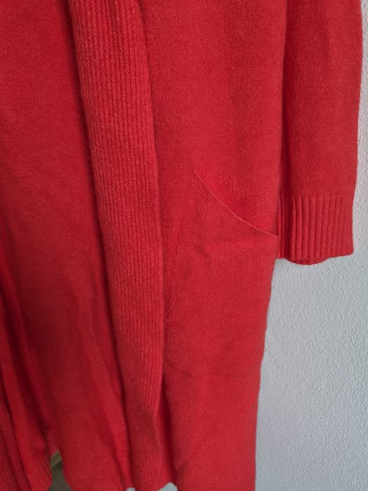 Kardigan sweter czerwony malinowy koralowy