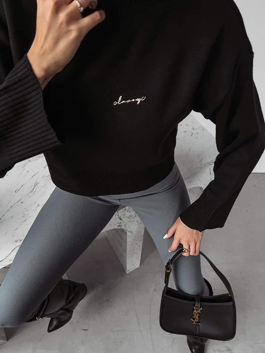 Sweter damski Olavoga LETIA UNI czarny premium polska oversize