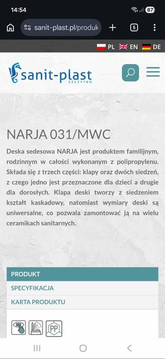 Deska sedesowa Narja wolnoopadająca