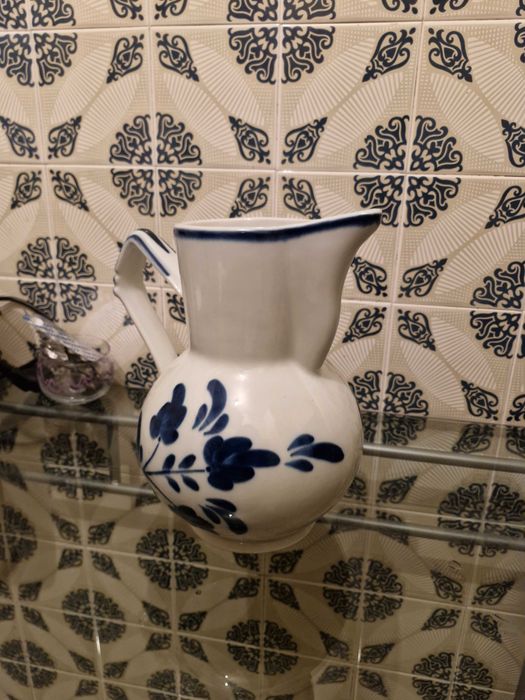 Caneca Viana Tradicional Original Loiça Vianense Azul e Branca Grande