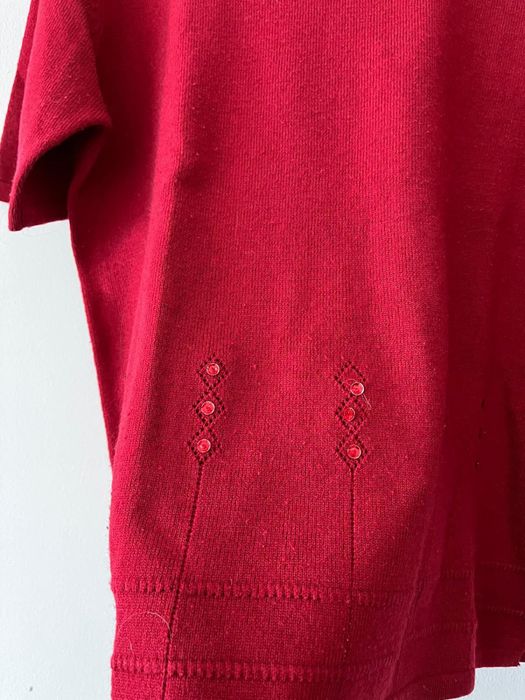 Camisola de manga curta de malha vermelha de senhora tam XL