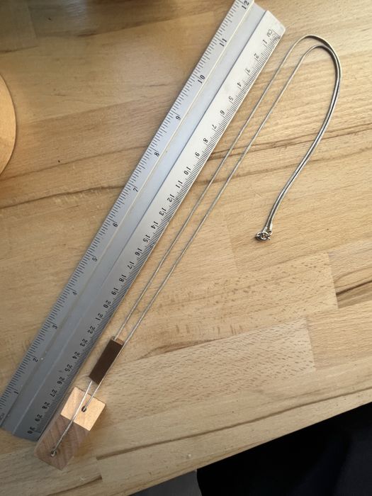Naszyjnik łączone materiały geometryczny drewno
