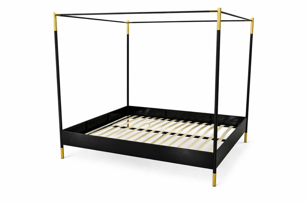 ZZ2389 - Metalowe łóżko czarno/złote 160x200 cm